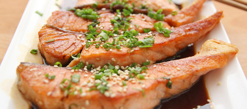 Filetes de salmón teriyaki al horno